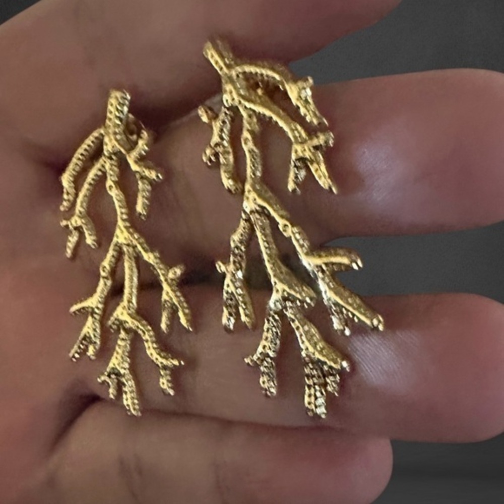 Anthropologie stud posts 14k Gold Plated
Coral Branch Hypoallergenic Earrings